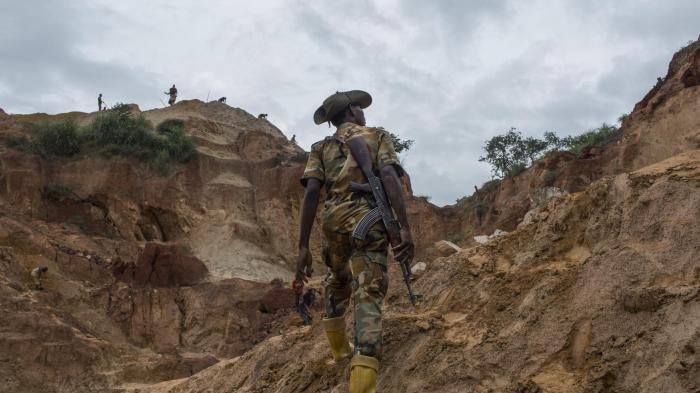 A UPC fighter at the Ndassima gold mine in the Ouaka province in 2015. Seleka factions began fighting around the mine in early 2017.