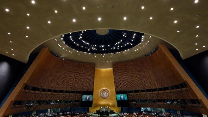 A view of the United Nations General Assembly, at UN headquarters, October 1, 2018. 