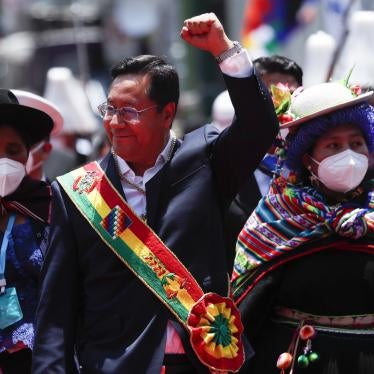 Bolivia's new President Luis Arce leaves the Congress on his inauguration day in La Paz, Bolivia, Sunday, Nov. 8, 2020.