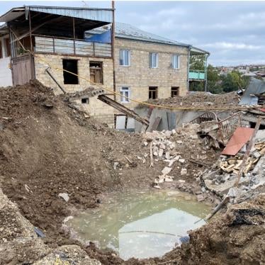 Impact crater in a residential neighborhood in Stepanakert