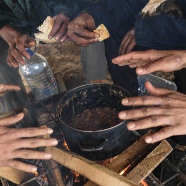 Migrants warm their hands above a fire at the Lipa camp, outside Bihac, Bosnia and Herzegovina, Monday, January 11, 2021. The camp was closed on December 23, 2020 and destroyed in a fire the same day. 