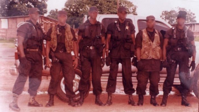 Members of the Gambian paramilitary group known as the Junglers. The Junglers have been implicated in serious human rights violations including torture, enforced disappearances, and killings.