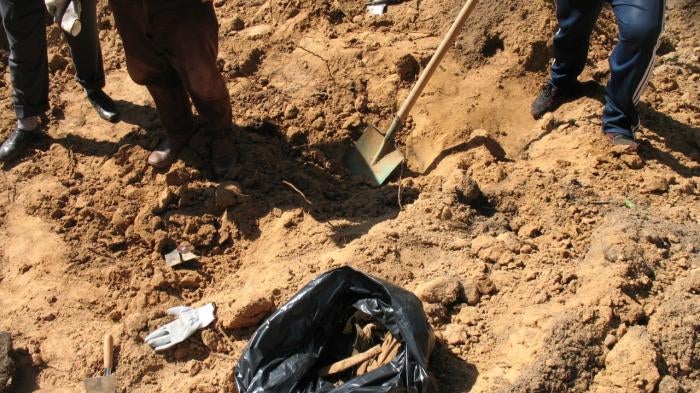 A privately funded and organized exhumation of a communist-era secret grave in summer 2010 on Mount Dajti, Albania, where the remains of 13 people were found. 