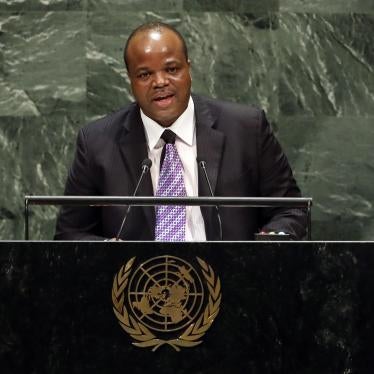 King Mswati III of Eswatini addresses the 74th session of the United Nations General Assembly, September 25, 2019.