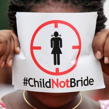 A woman protests against underage marriage, Lagos, Nigeria. 