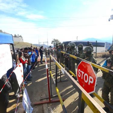 Azerbaijanis protesting on the Lachin road, opposite Russian peacekeeping forces, in Nagorno Karabakh, leading to the closure of the road since December 12, 2022. 