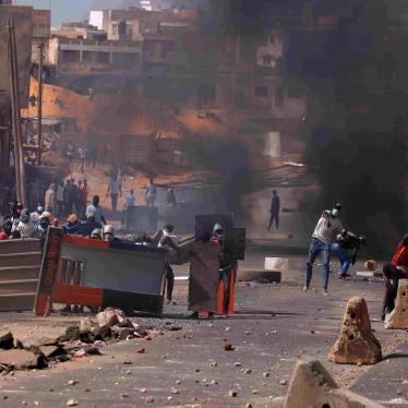 Supporters of Senegal opposition leader Ousmane Sonko clash with security forces on June 2, 2023, after Sonko was sentenced to prison in Dakar, Senegal. 