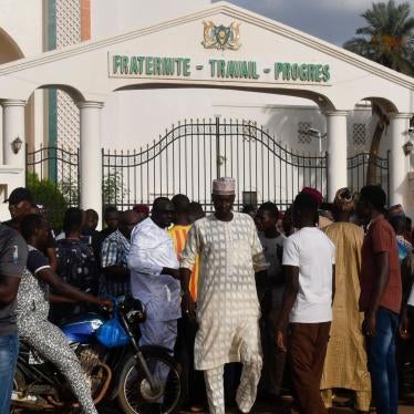 Demonstrators protest the military’s detention of President Mohamed Bazoum in Niamey, Niger on July 26, 2023. 