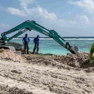 Construction site on a beach