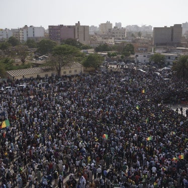 People protest the possibility that President Macky Sall could run for a third term in the presidential elections scheduled for February 2024 in Dakar, Senegal, on May 12, 2023.