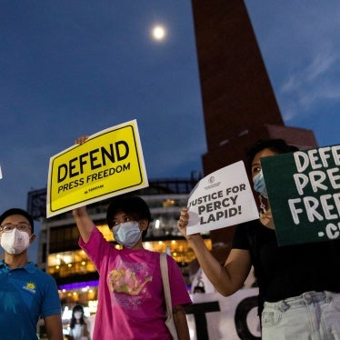 Activists call for justice and protection of media workers during a rally following the killing of radio journalist Percy Lapid, Quezon City, Philippines, October 4, 2022. 