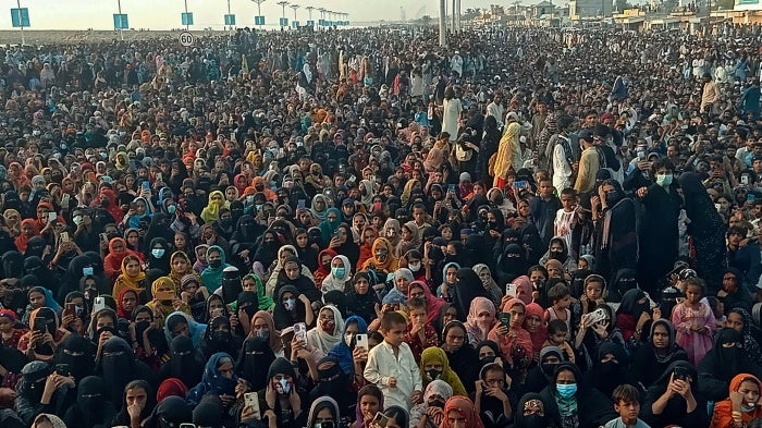 Members of the Baloch community demonstrate for greater rights in Gwadar, Balochistan province, Pakistan, July 28, 2024. 