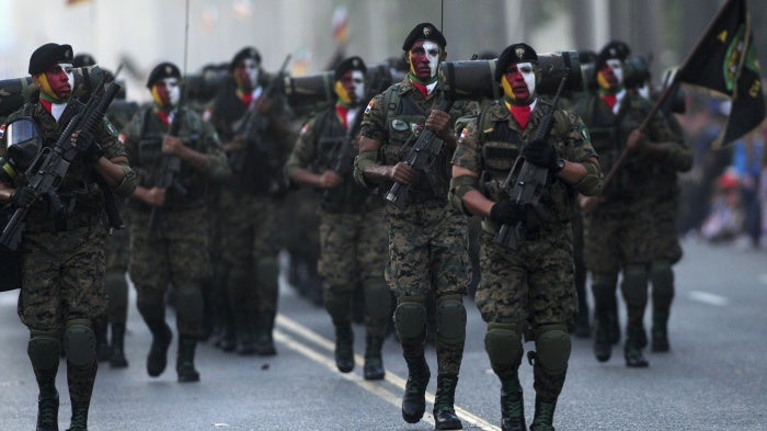 Officers of the Dominican Republic's armed forces take part in a parade to celebrate the country's independence in Santo Domingo on February 27, 2012.