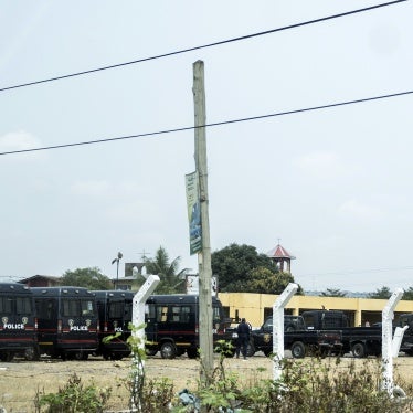 Police vehicles outside the Makala Central prison in Kinshasa, Democratic Republic of the Congo, after an attempted jailbreak left many people dead, September 3, 2024. 