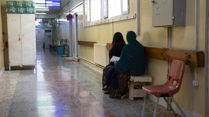 Pregnant women wait in the corridor of the maternity hospital run by Doctors Without Borders in Khost, Afghanistan, December 8, 2023.