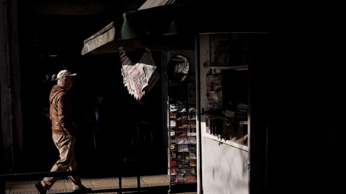 A kiosk with newspapers in Athens, Greece, December 22, 2022.