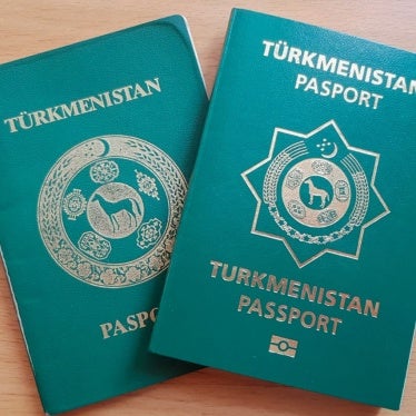 Front cover of two Turkmen passports