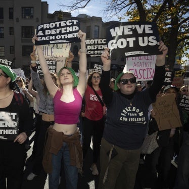 Hundreds demonstrate for reproductive rights outside the Heritage Foundation following Donald Trump’s election as US president, Washington, DC, November 9, 2024. The Heritage Foundation is a conservative think-tank responsible for Project 2025, a plan for the incoming administration that raises numerous rights concerns.