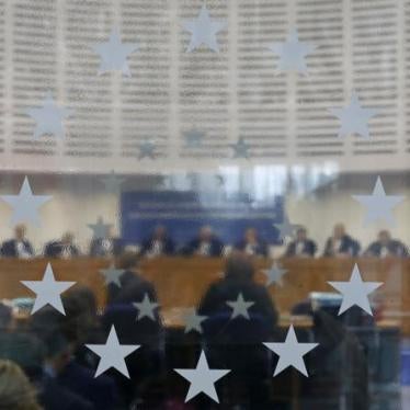 Judges of the European Court of Human Rights sit in the courtroom during a hearing at the European Court of Human Rights in Strasbourg, France.